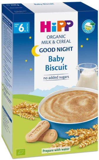 HIPP БИО Млечна каша с Бисквити ЛЕКА НОЩ 6+месеца 250Г