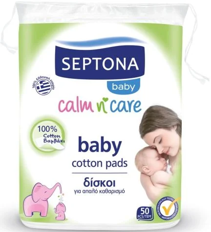 SEPTONA BABY Бебешки тампони за почистване 100% ПАМУК 50бр
