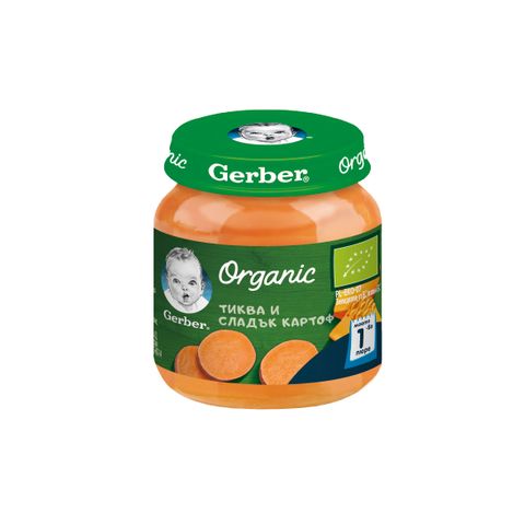 Gerber Organic Пюре от тиква и сладък картоф 4+месеца 125Г