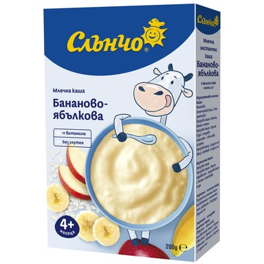 Слънчо Млечна каша банан и ябълка 4+месецa 200Г