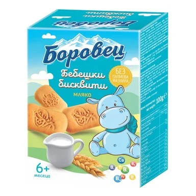 Боровец Бебешки бисквити с мляко 6+месеца 100Г