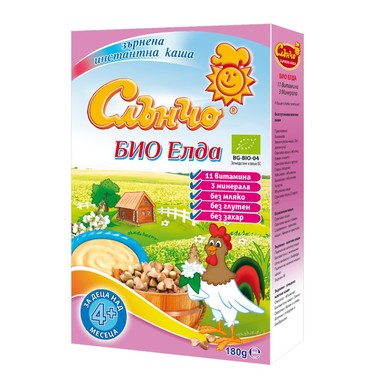 Слънчо Безмлечна каша с био елда 4+месеца 180Г