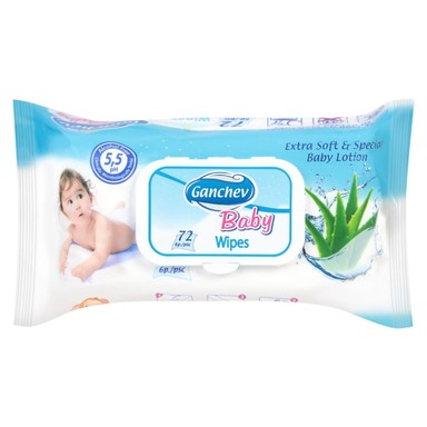 Ganchev Мокри кърпи с алое вера 72бр