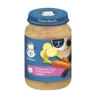 Gerber Пюре свинско месо със зеленчуци и сливи 7+месеца 190Г