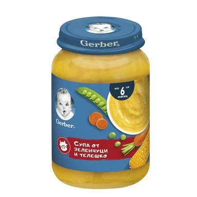 Gerber пюре Супа зеленчуци с телешко 9+месеца 190Г
