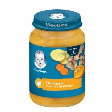 Gerber Пюре пилешко със зеленчуци 7+месеца 190Г