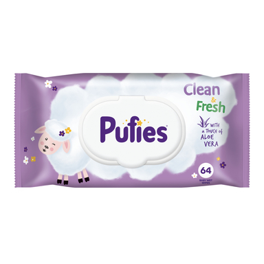 Pufies Clean and Fresh Мокри кърпички с алое вера за бебета 64бр