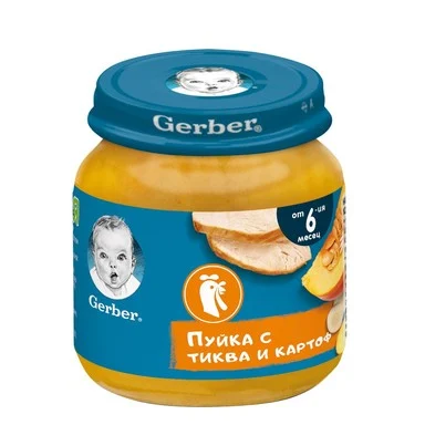 Gerber Пюре Пуйка с тиква и картоф 6+месеца 125Г