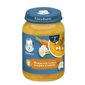 Gerber Пюре пролетна супа с пуешко и копър 7+месеца 190Г