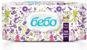 Бебо Влажни кърпи с екстракт от лавандула капак 90бр