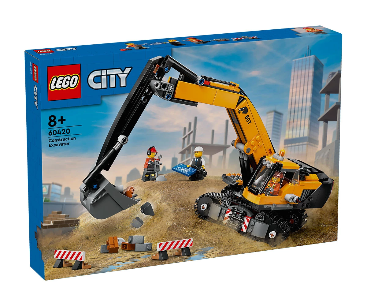 LEGO City 60420 Жълт строителен екскаватор