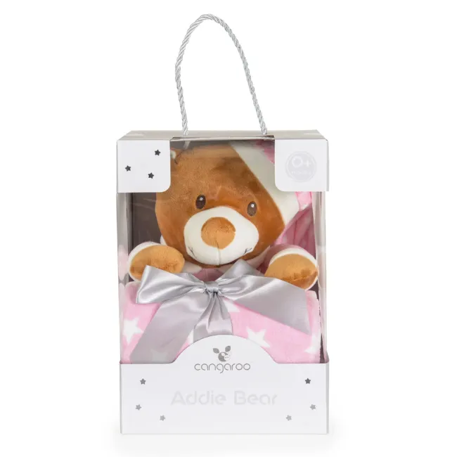 Одеяло с играчка Addie Bear розов — снимка 2