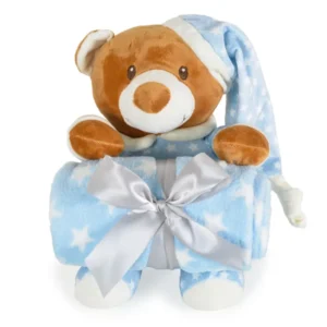 Одеяло 90/75 cm с играчка Addie Bear син Moni 111964