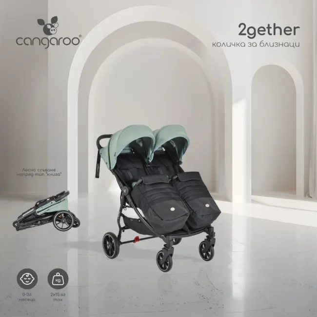 Количка за близнаци 2Gether Iceberg-Green — снимка 2
